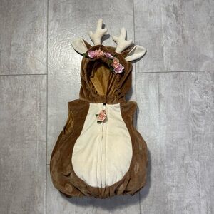 Baby Girl Reindeer with flower crown zip Costume Sz 3-6 mos padded Halloween